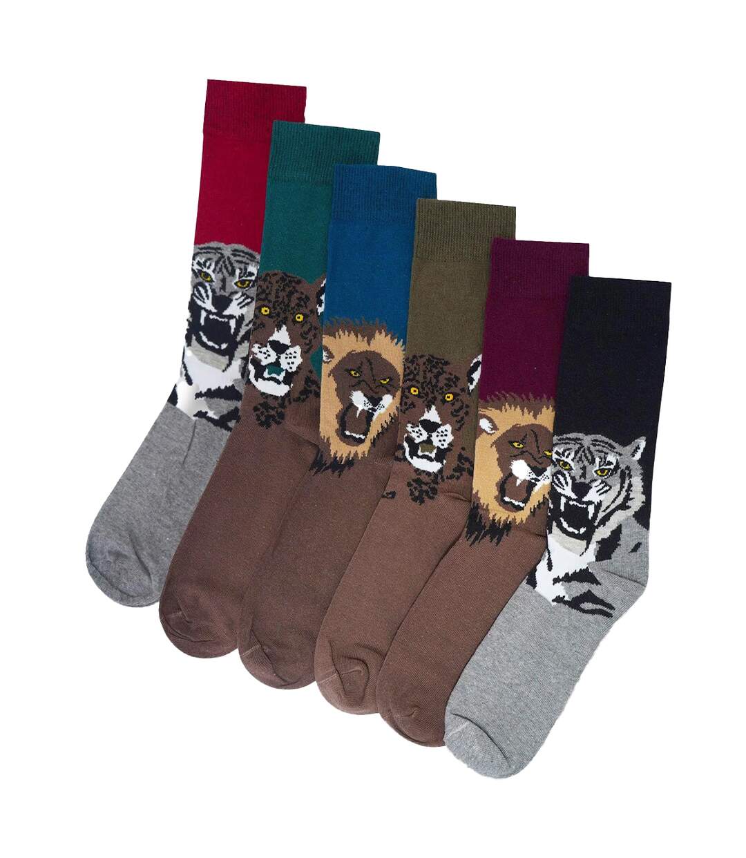 Pack Of 6  Mens Animal Print Cotton Socks  Multicoloured Soxy-3