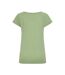 Womens/ladies Plain Roll Sleeve T-shirt Grass Green Lazy Jacks-2