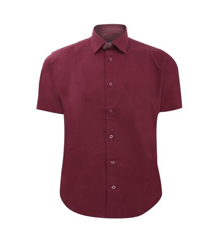 Russell Collection Mens Short Sleeve Easy Care Fitted Shirt (Port)