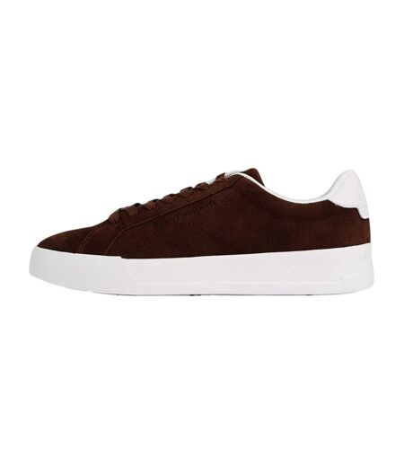 Mens Pebble Grain Court Leather Trainers Brown Tommy Hilfiger