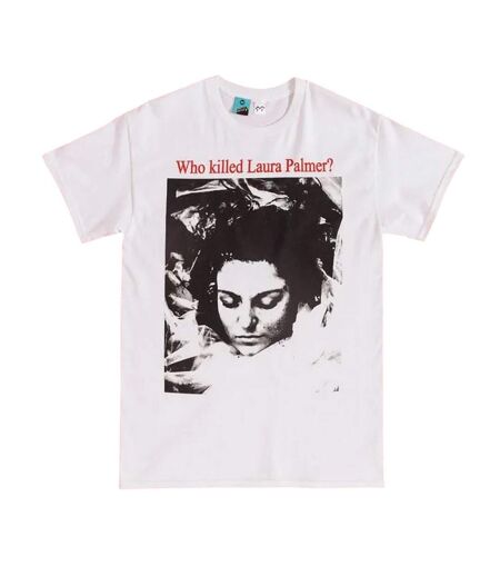 T-shirt Motif/style Imprimé Au Dos Who Killed Laura Palmer? Adulte Blanc Twin Peaks