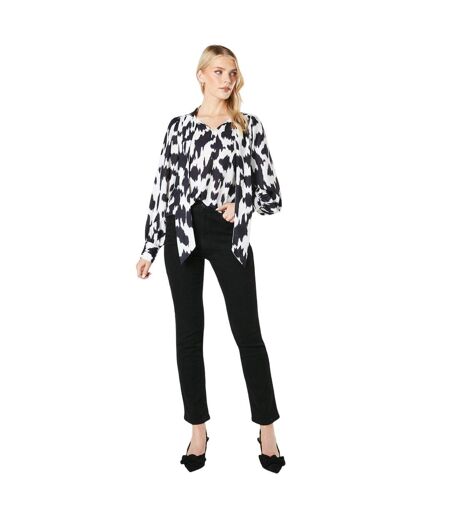 Womens/ladies dalmatian print pussybow blouse monochrome Principles