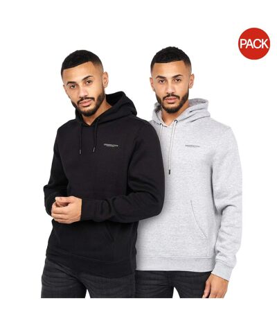 Pack Of 2  Mens Traymax Hoodie  Black Grey Marl Crosshatch