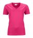 t-shirt respirant femme col V - running - JN735 - rose