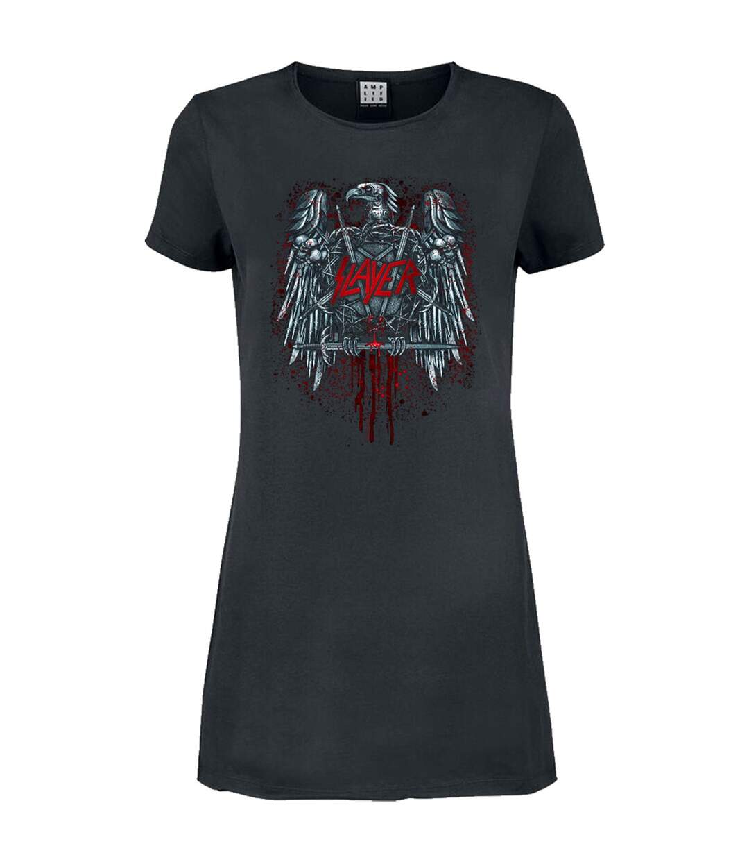 Womens/ladies ammunition eagle slayer t-shirt dress charcoal Amplified-1