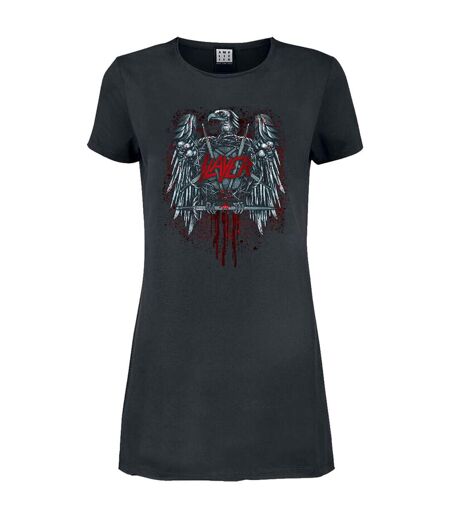 Womens/ladies ammunition eagle slayer t-shirt dress charcoal Amplified