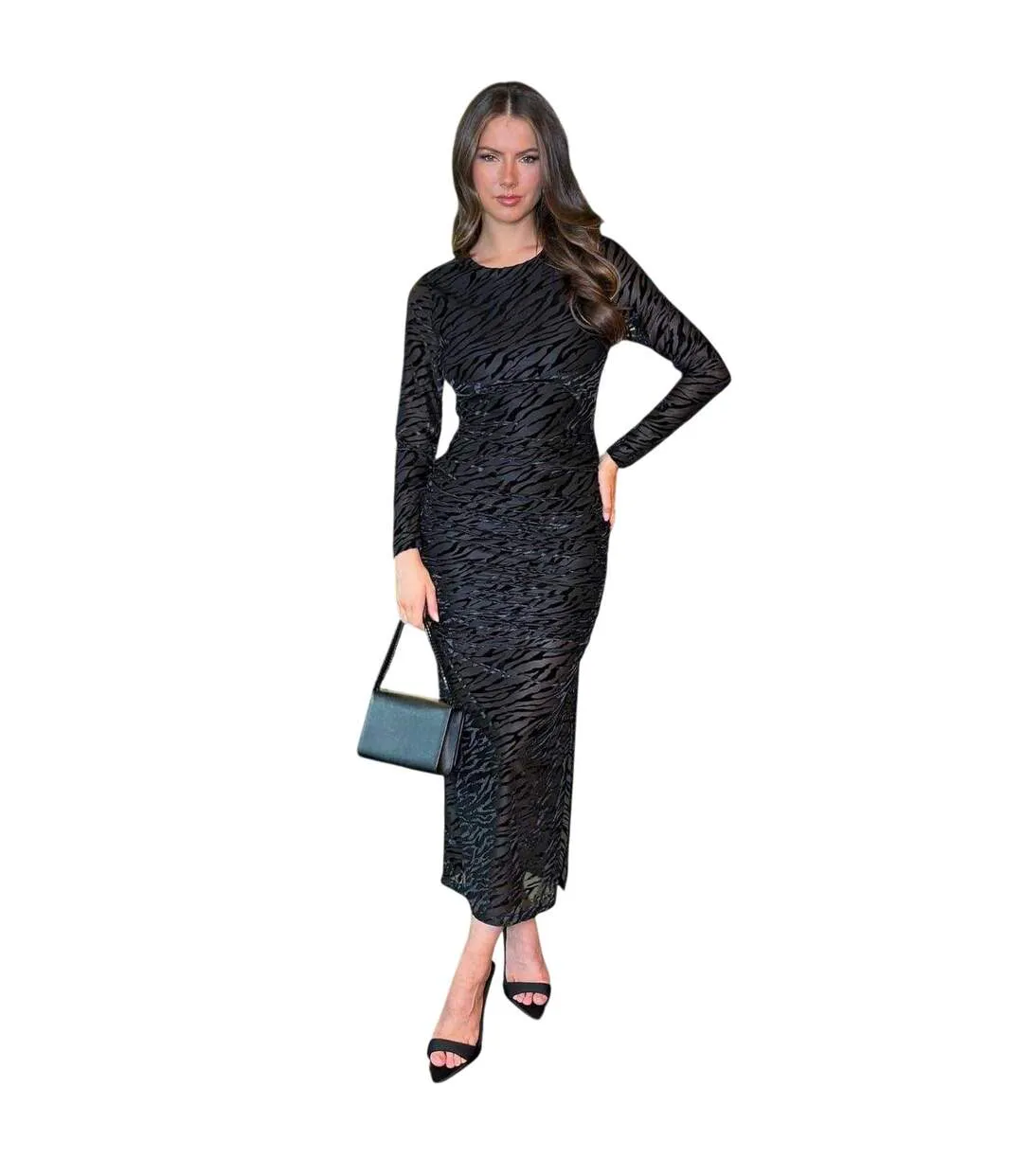 Robe Mi-longue Motif/style Imprimé Zèbre Femme Noir AX Paris-1