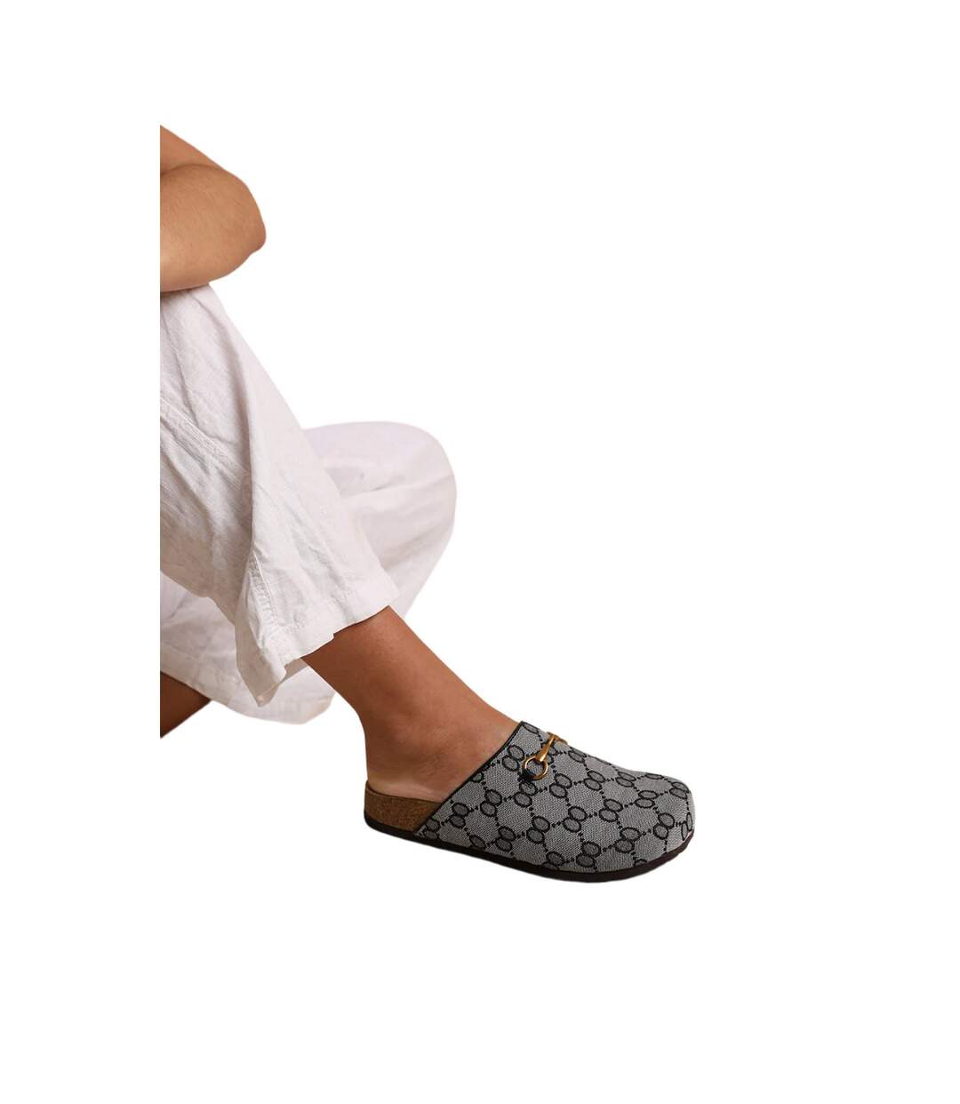 Womens/ladies dublin faux leather open back loafers grey Where´s That From-3