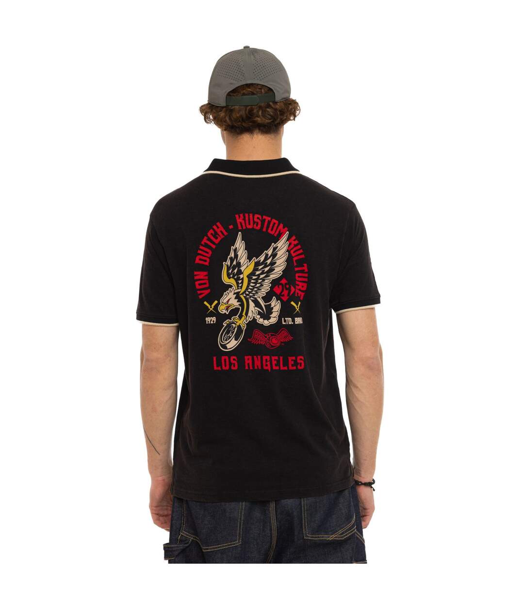 Polo homme en slub jersey avec patch et print dos Los Vondutch-3