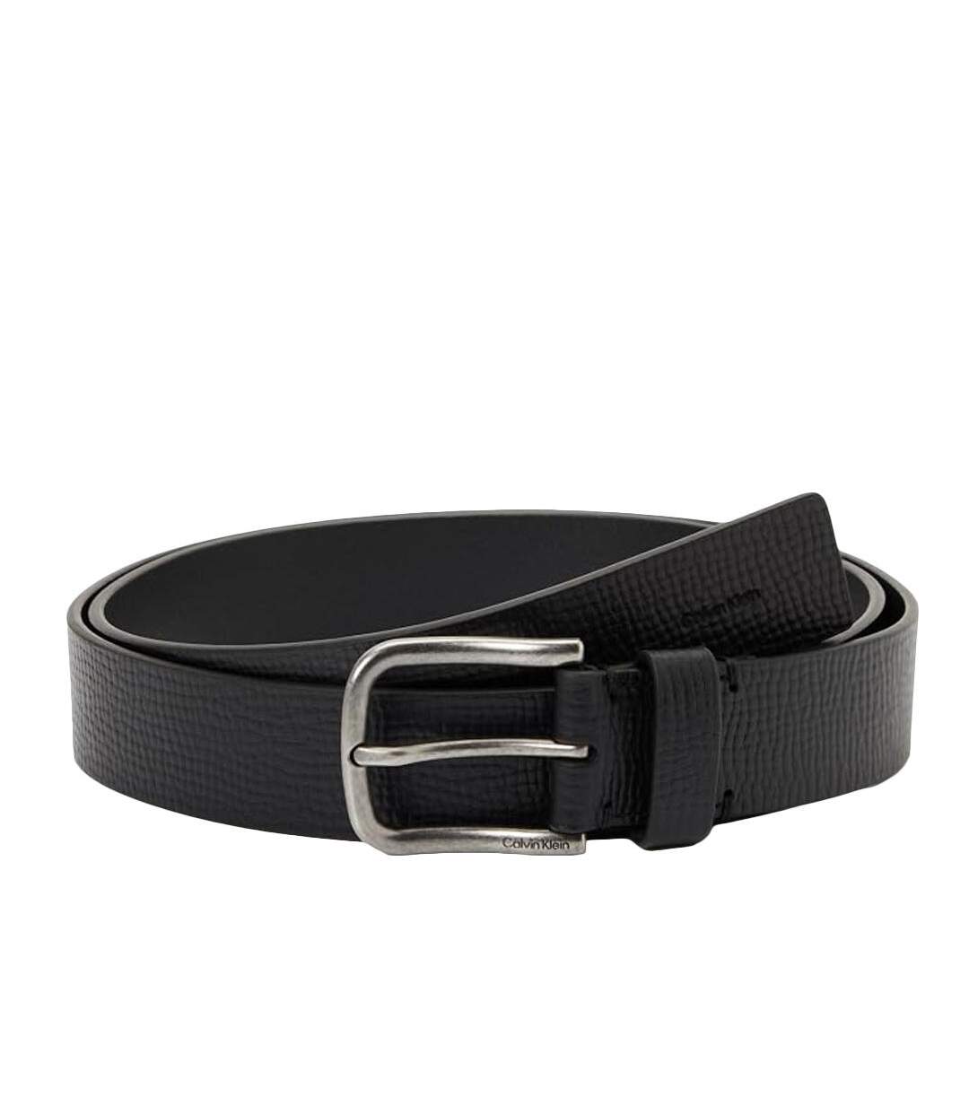 Ceinture noir homme calvin klein round buckle 35mm-1