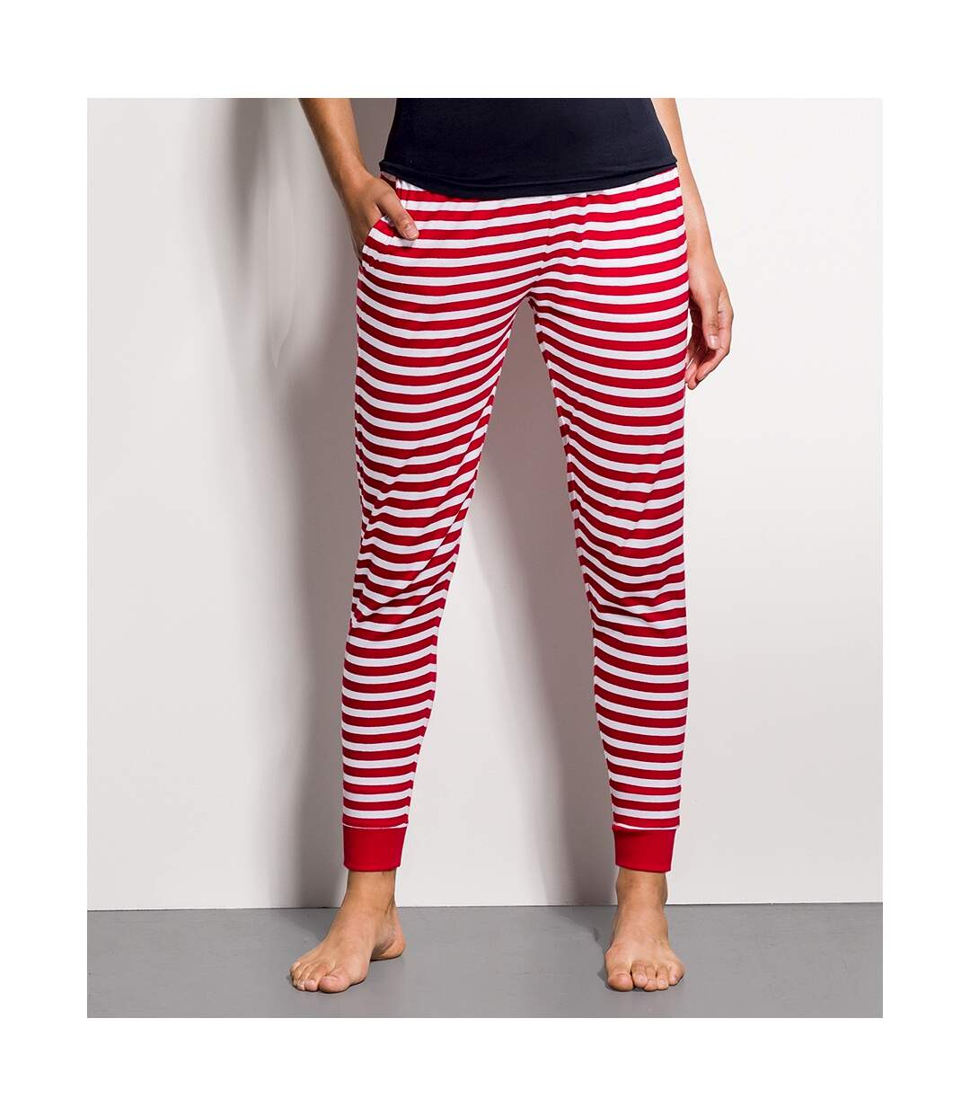 SF Pantalon confort à rayures pour femmes/femmes (Rouge / blanc) - UTPC4338