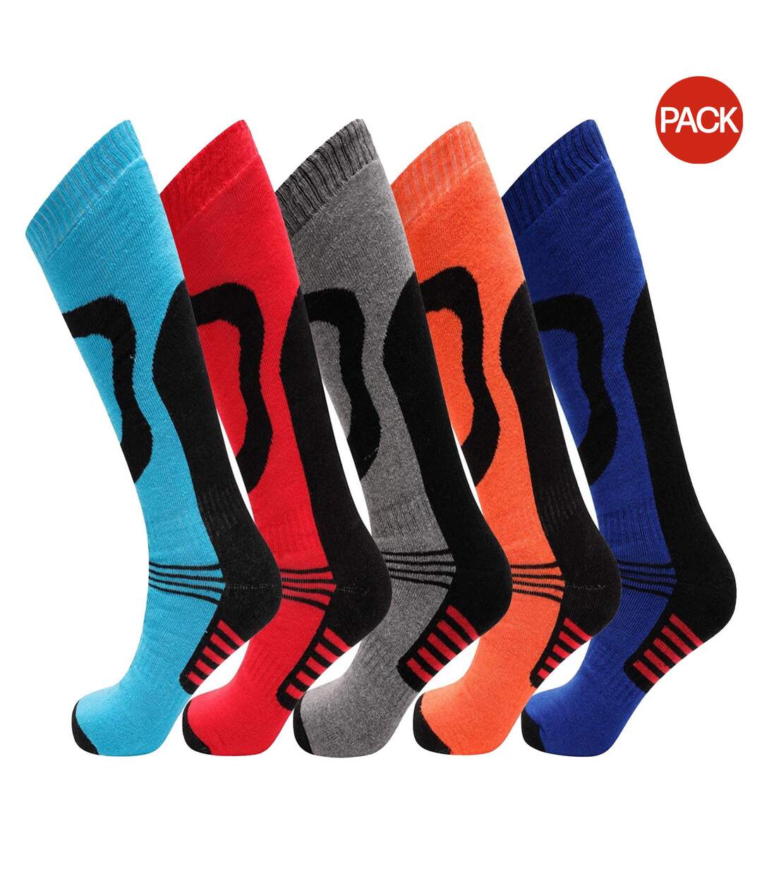 Pack Of 5  Mens Thermal Ski Socks  Multicoloured Soxy-1