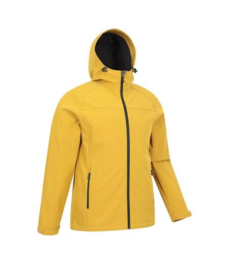 Mens exodus waterproof soft shell jacket soft yellow Mountain Warehouse