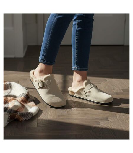 OZABI Sabots Mules Femme Fourrées Suédine Boucle Ajustable