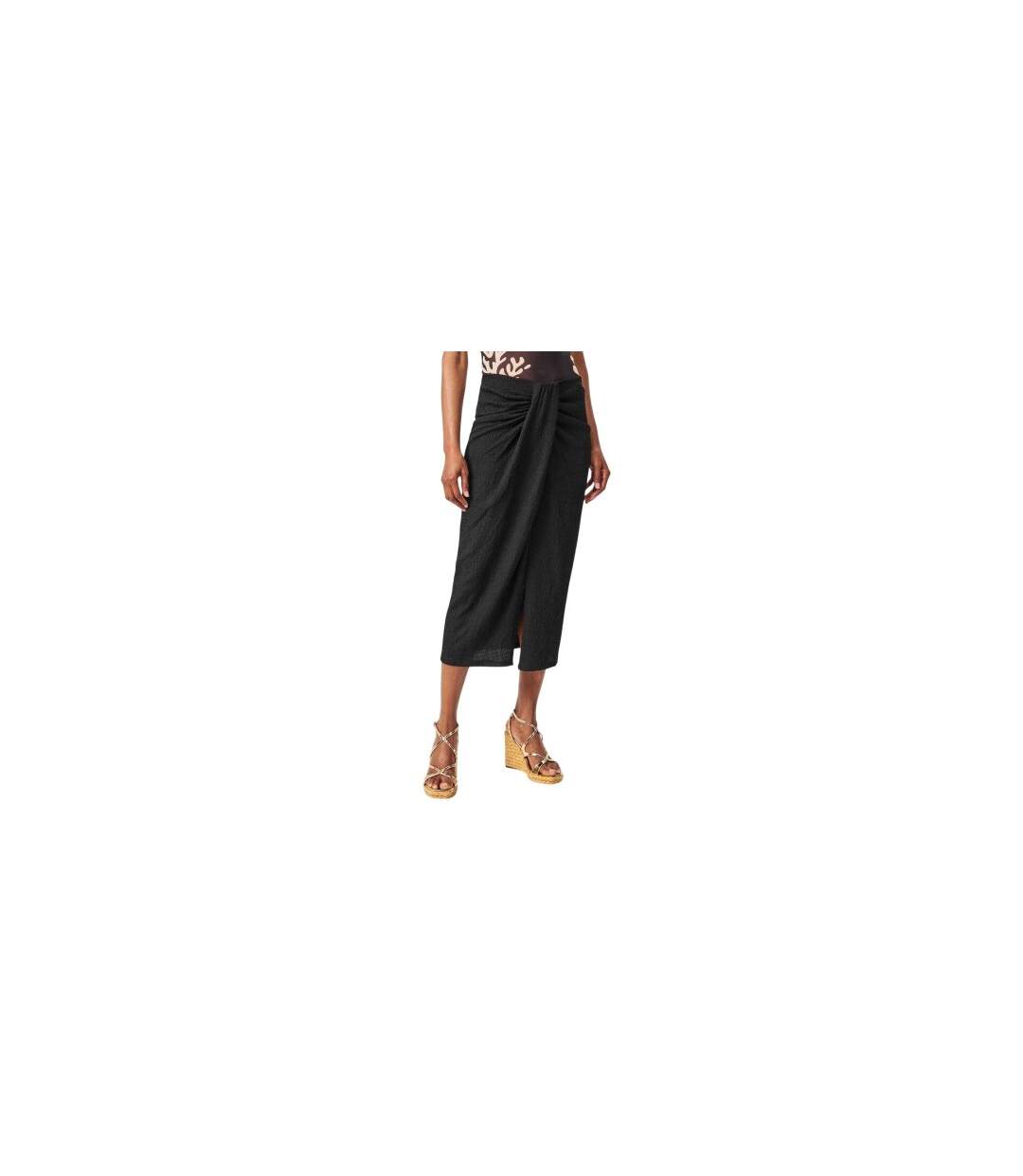 Jupe Mi-longue Motif/style Nœud Torsadé Femme Noir Edited-1