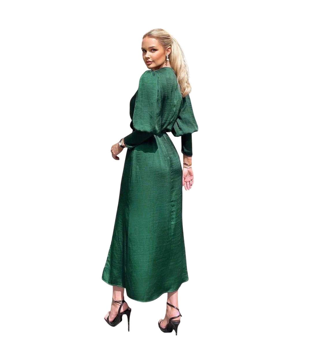 Robe Portefeuille Manches Longues Femme Bleu Sarcelle AX Paris-3