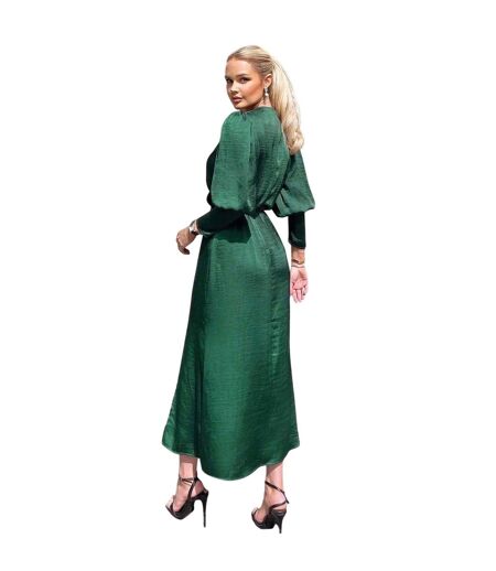 Robe Portefeuille Manches Longues Femme Bleu Sarcelle AX Paris