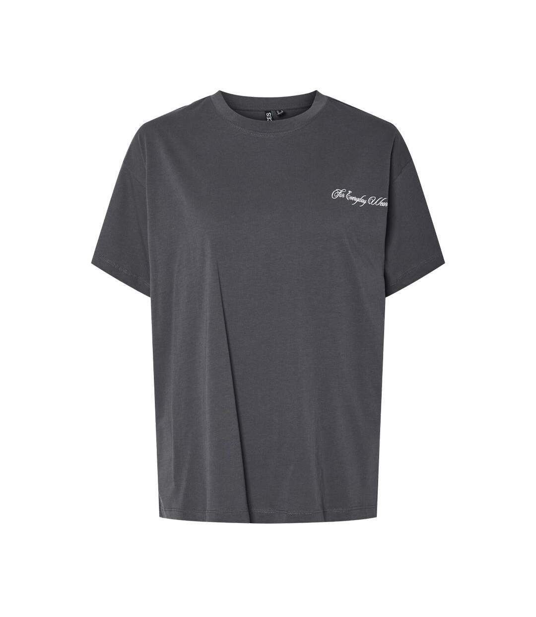 T-shirt gris femme pieces fonda-1