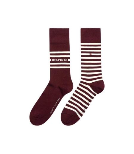 Chaussettes Motif/style Rayures Contrastées Homme Bordeaux Tommy Hilfiger