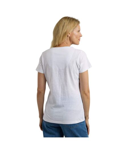 Womens/ladies no rain no flowers slub pocket t-shirt white Weird Fish