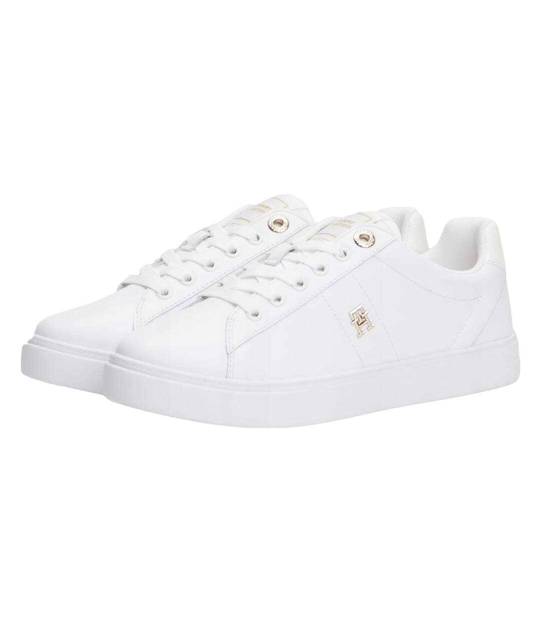 Womens/ladies Flat Court Trainers White Tommy Hilfiger-3