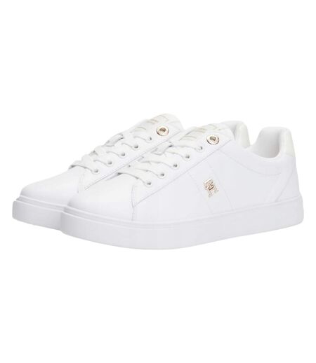 Womens/ladies Flat Court Trainers White Tommy Hilfiger
