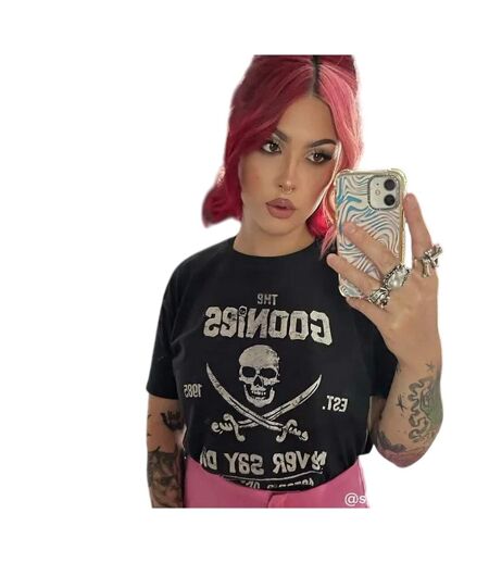 Unisex Adult Never Say Die T-shirt Black The Goonies