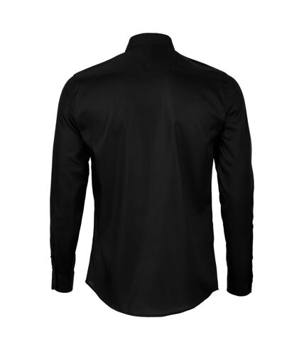 NEOBLU Mens Blaise Micro Twill Long-Sleeved Formal Shirt (Deep Black)