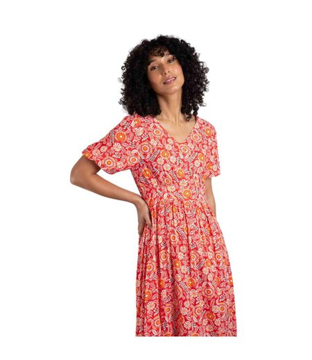 Womens/ladies dilsha printed midi dress tango red Weird Fish