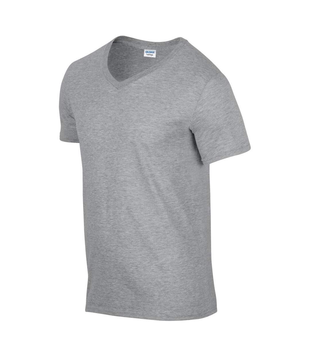 T-shirt À Manches Courtes Et Col En V Homme Gris Sport Gildan-4