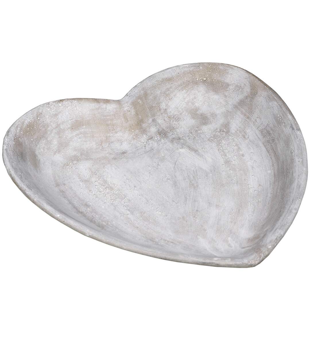 Antique look stone heart dish one size grey Hill Interiors-1