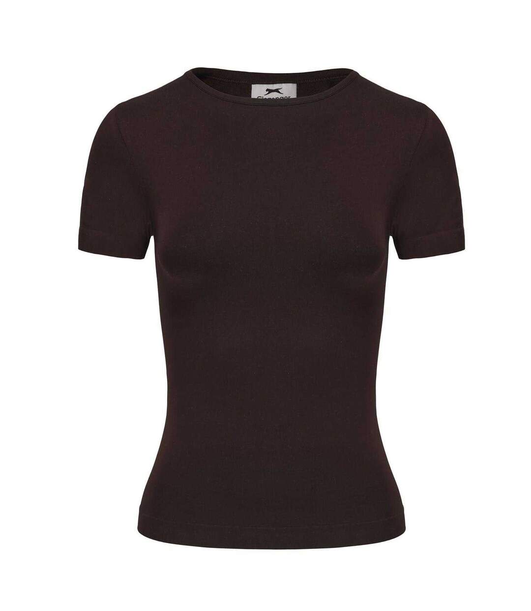 Pack Of 2  Womens/ladies Crew Neck Slim T-shirt  Chocolate White Slazenger-4