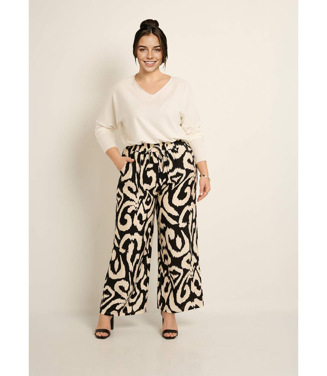 Pull tunique emmanchures descendues en maille-3
