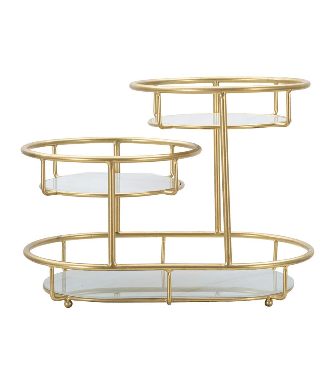 Plateau Décoratif 3 Niveaux Jade 36cm Or-1