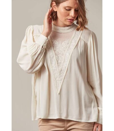 Blouse bohème avec dentelle et effet de transparence sur le décolleté pour femme CLOTY