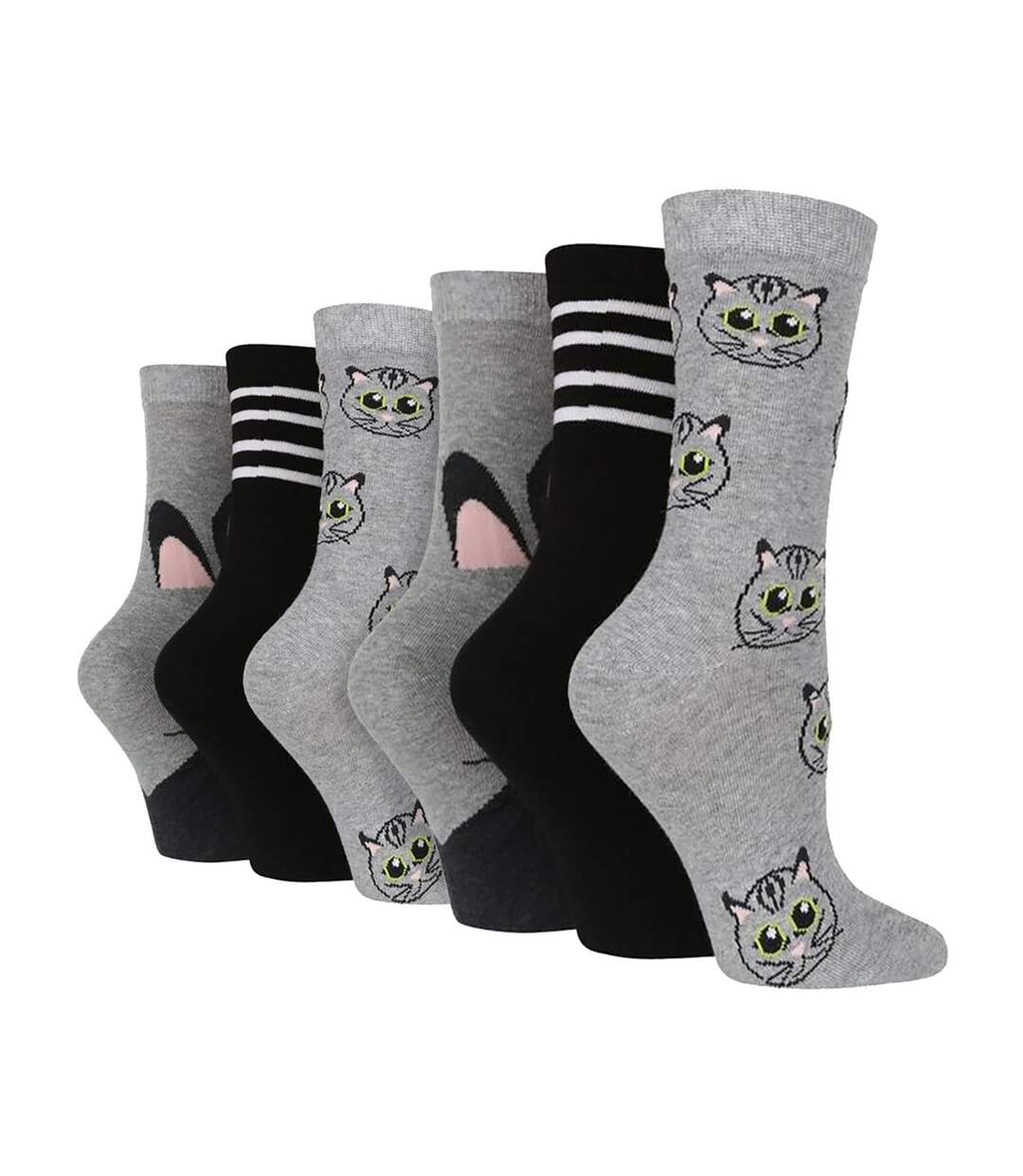 6 Pairs Ladies Multipack of Fun Design Socks with Novelty Animal Patterns-1