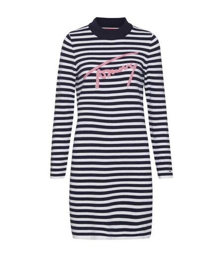 Robe Courte Motif/style À Rayures Femme Bleu Marine Tommy Hilfiger