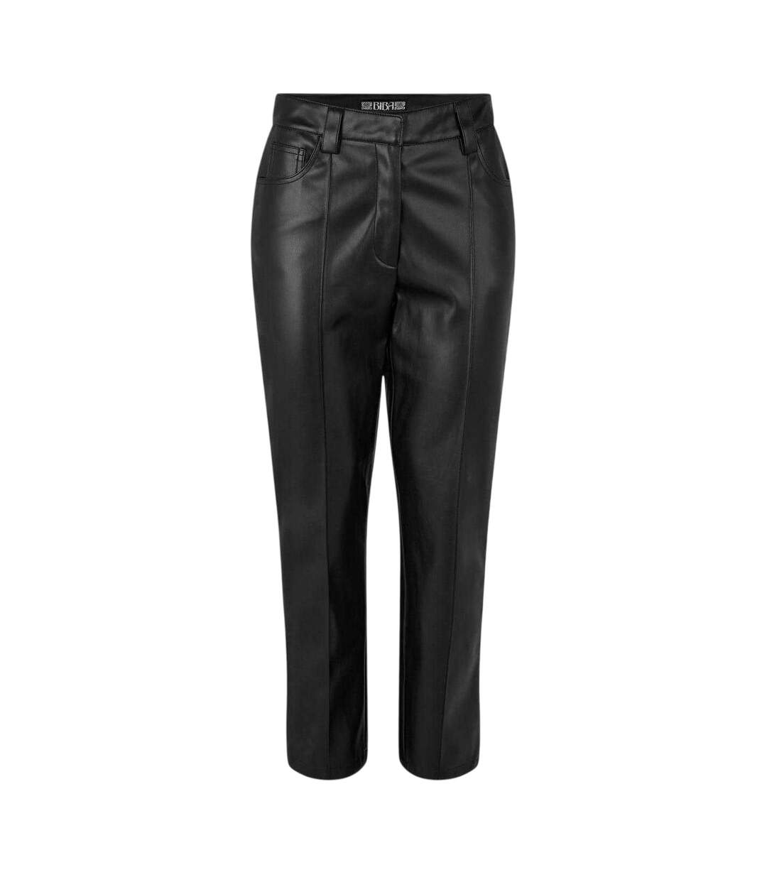 Womens/ladies Pu Straight Leg Trousers Black Biba-2