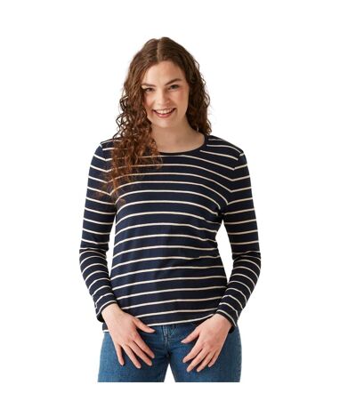 Womens/ladies Federica Ii Stripe Long-sleeved T-shirt Navy Light Vanilla Regatta