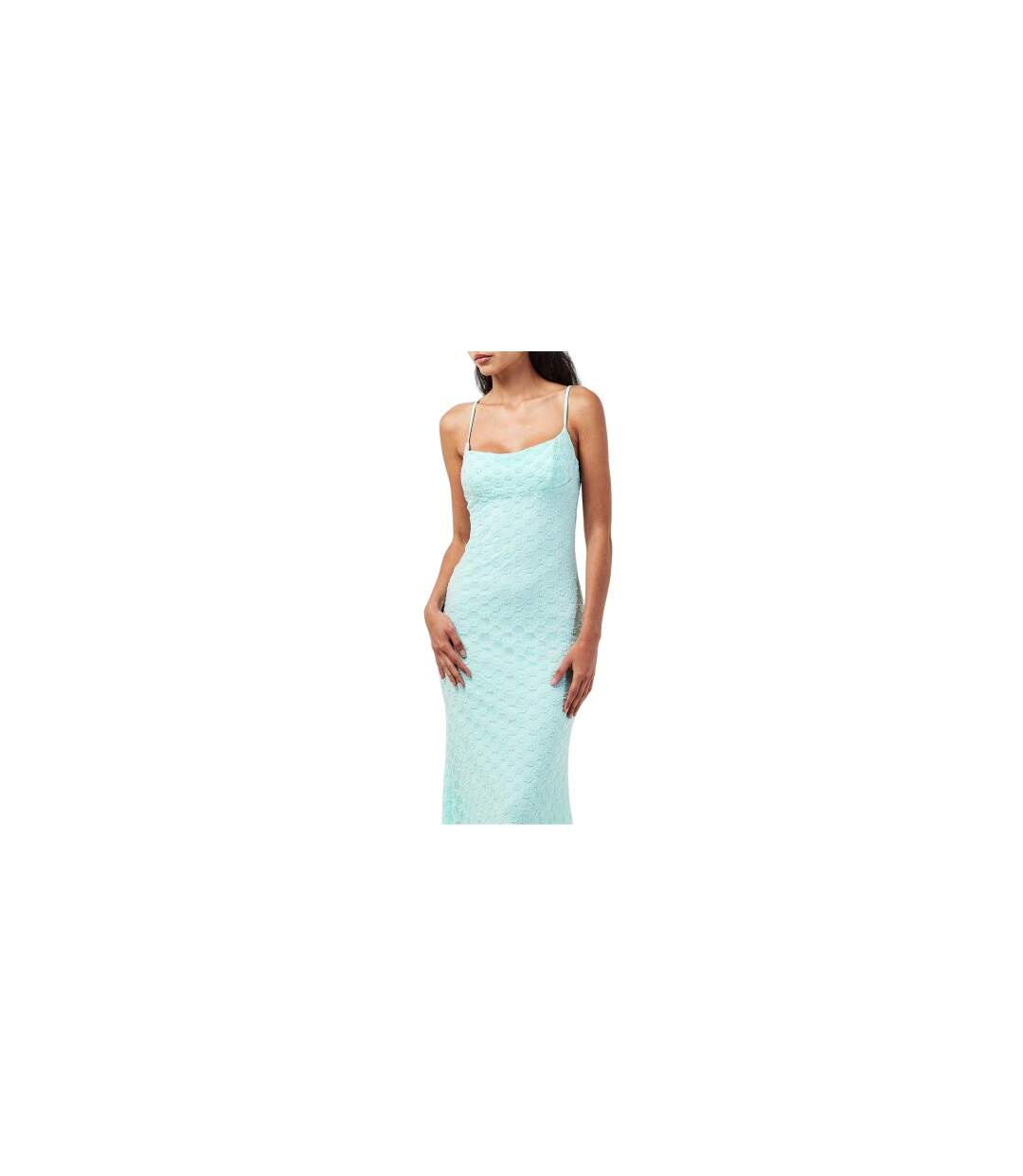 Robe Mi-longue Motif/style Maille Adoni Femme Turquoise Pâle Bardot-1