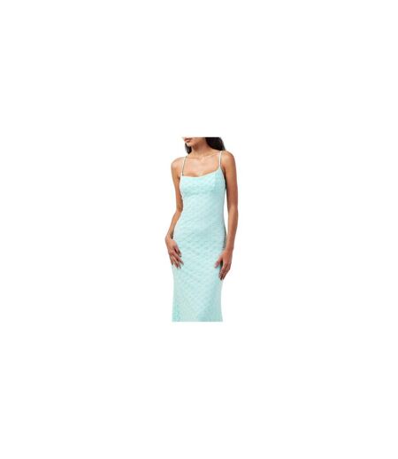 Robe Mi-longue Motif/style Maille Adoni Femme Turquoise Pâle Bardot