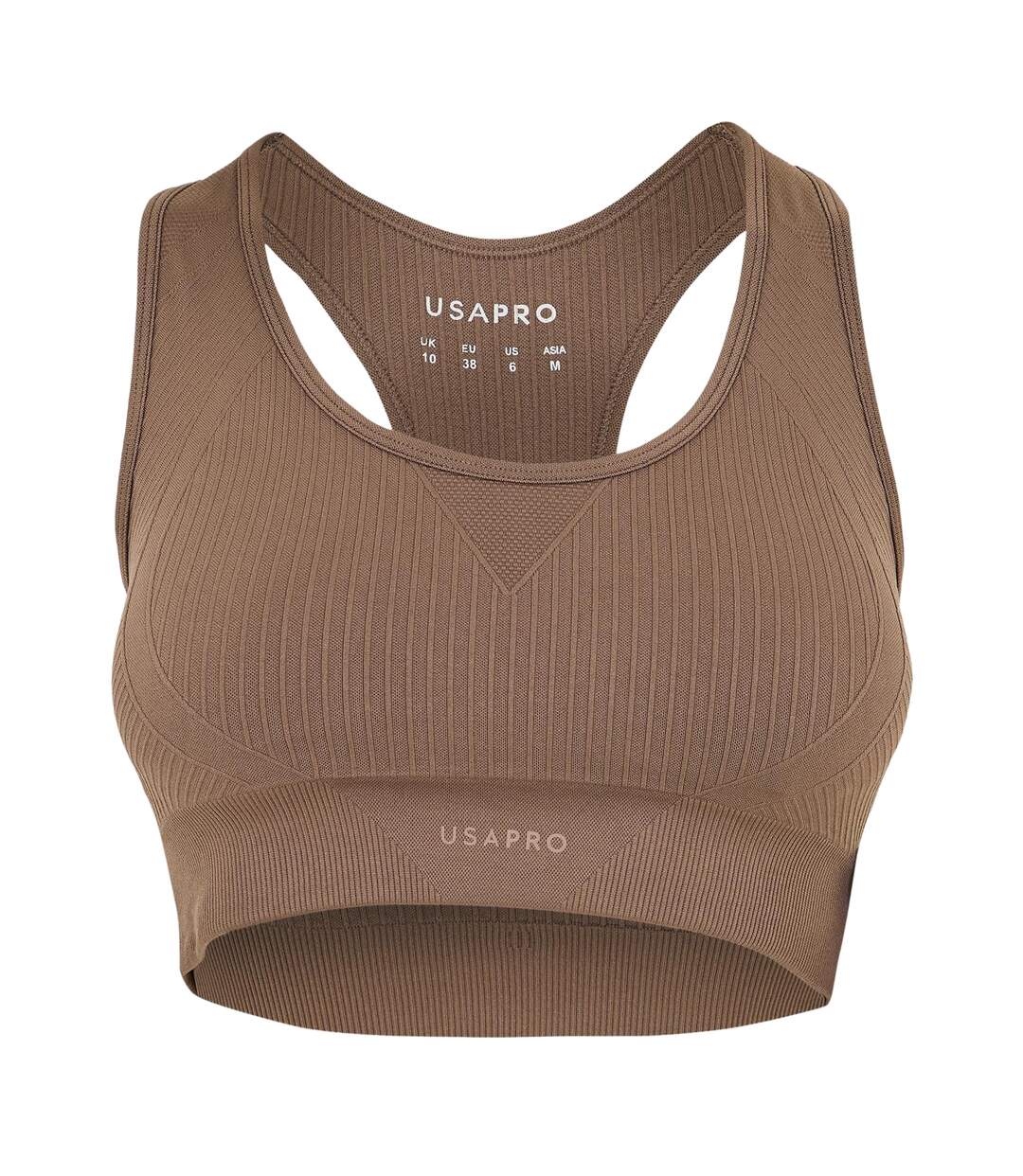Brassière De Sport Motif/style Côtelé Femme Marron USA-2