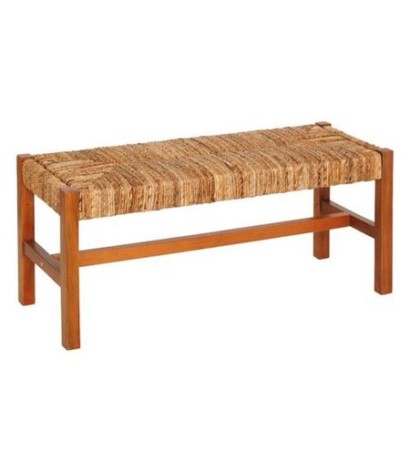 Banc 2 places avec assise tressée en bois SIDOAN - Marron
