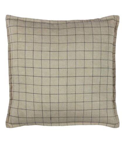 Yard Oxford Trim Linen Grid Throw Pillow Cover (Stone) (50cm x 50cm) - UTRV3115