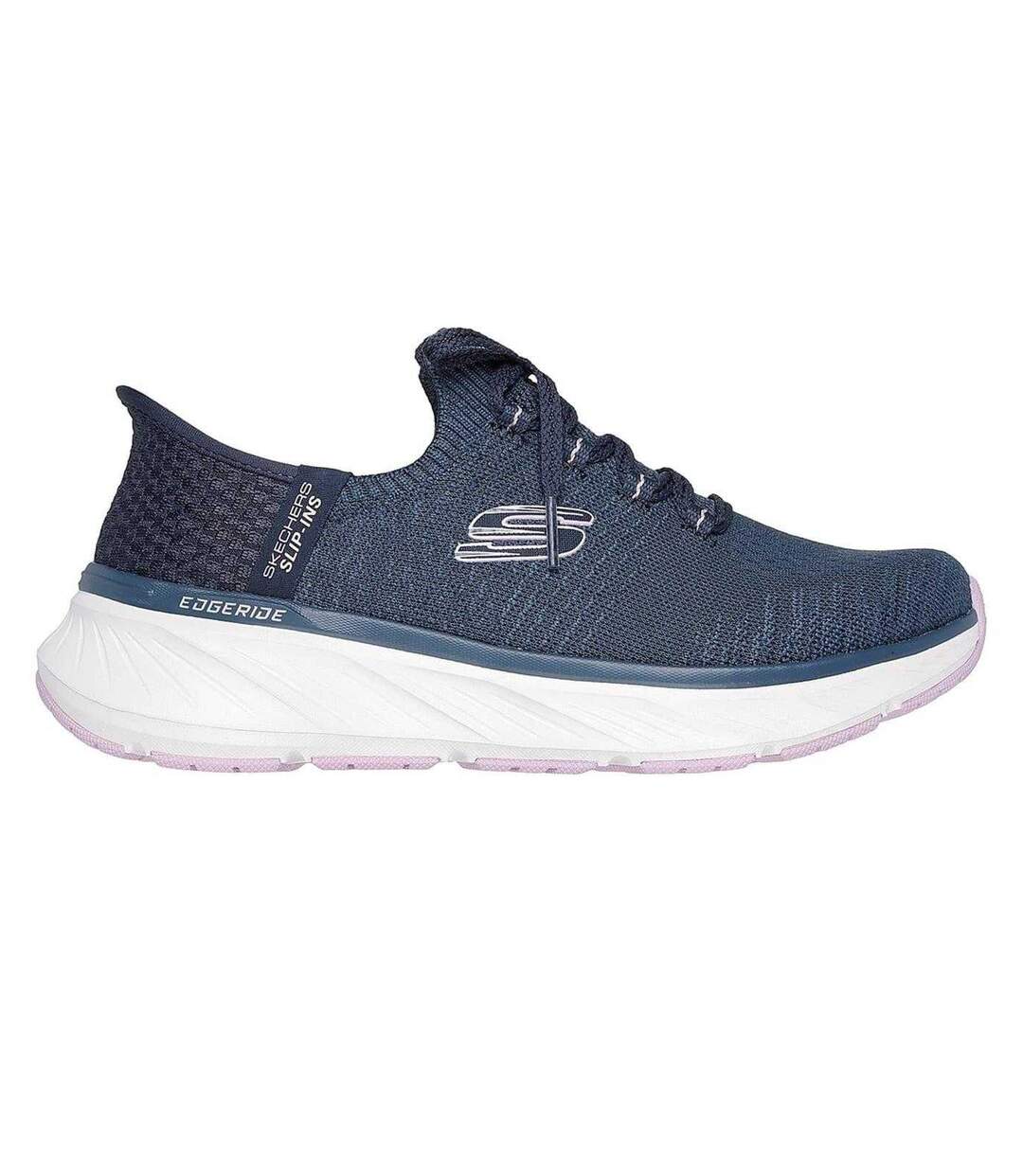 Womens/ladies Edgeride Slip-in Trainers Navy Lavender Skechers-3
