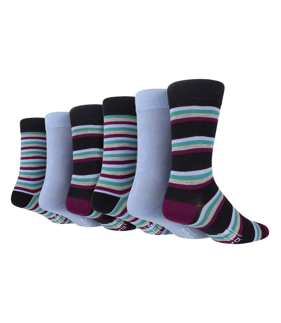 Wildfeet - 6 Paires Homme Chaussettes Bambou Rayures Rigolotes