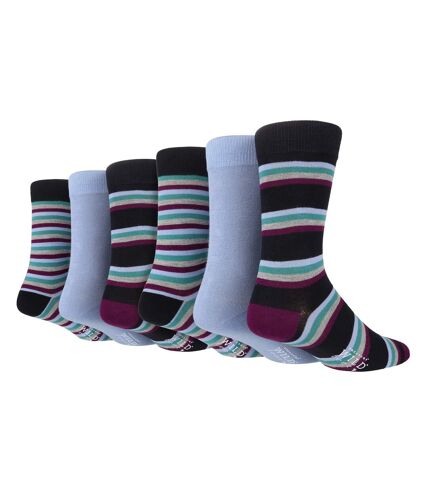 6 Pairs Mens Multipack Bamboo Dress Socks with Stylish Stripes and Polka Dots