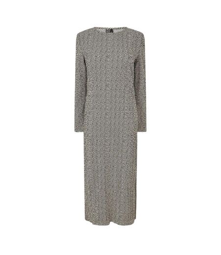 Womens/ladies Animal Print Long-sleeved Midi Dress Natural Pieces