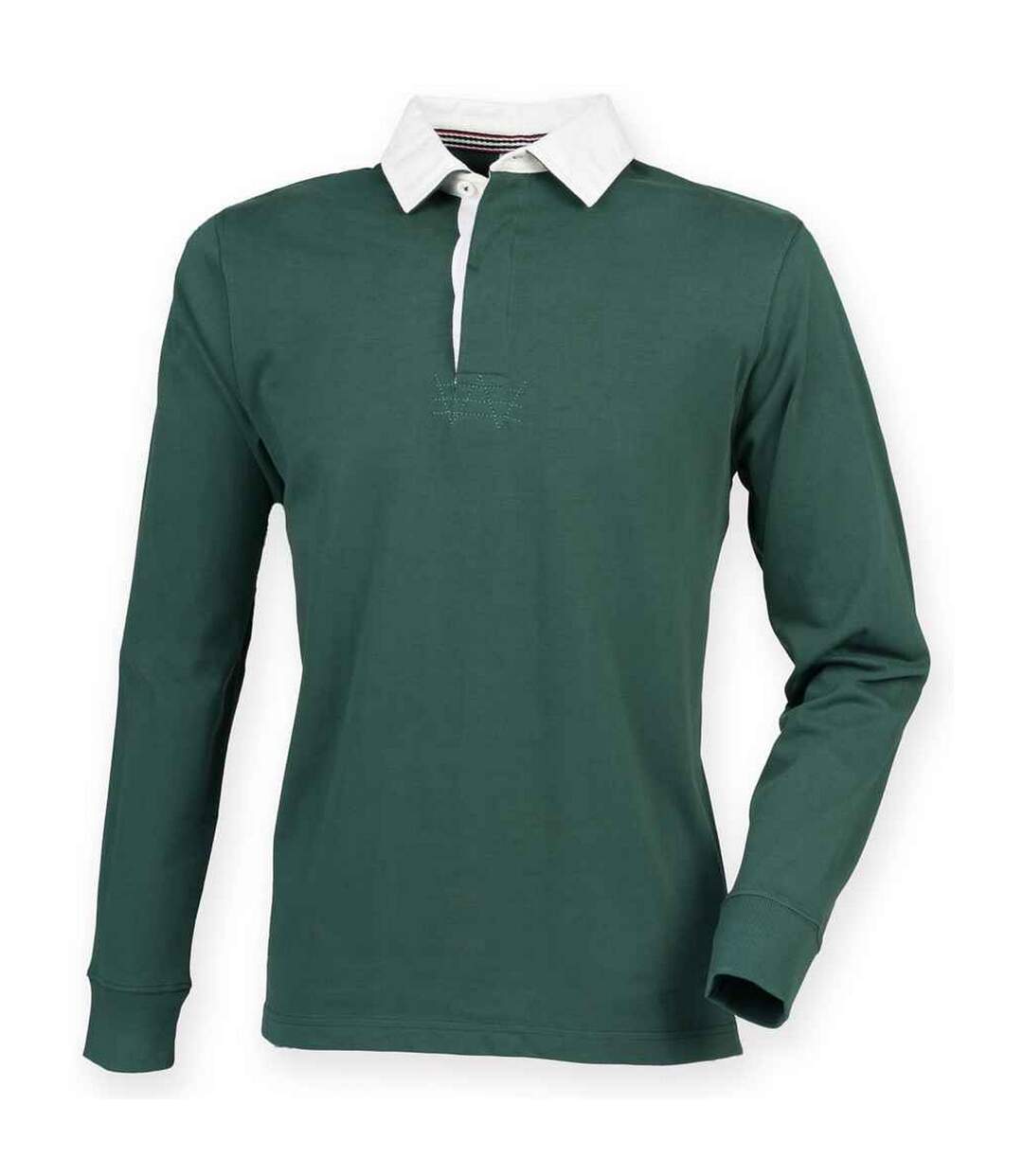 Mens premium rugby shirt bottle green Front Row