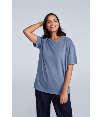 Womens/ladies leena organic cotton boxy t-shirt blue Animal